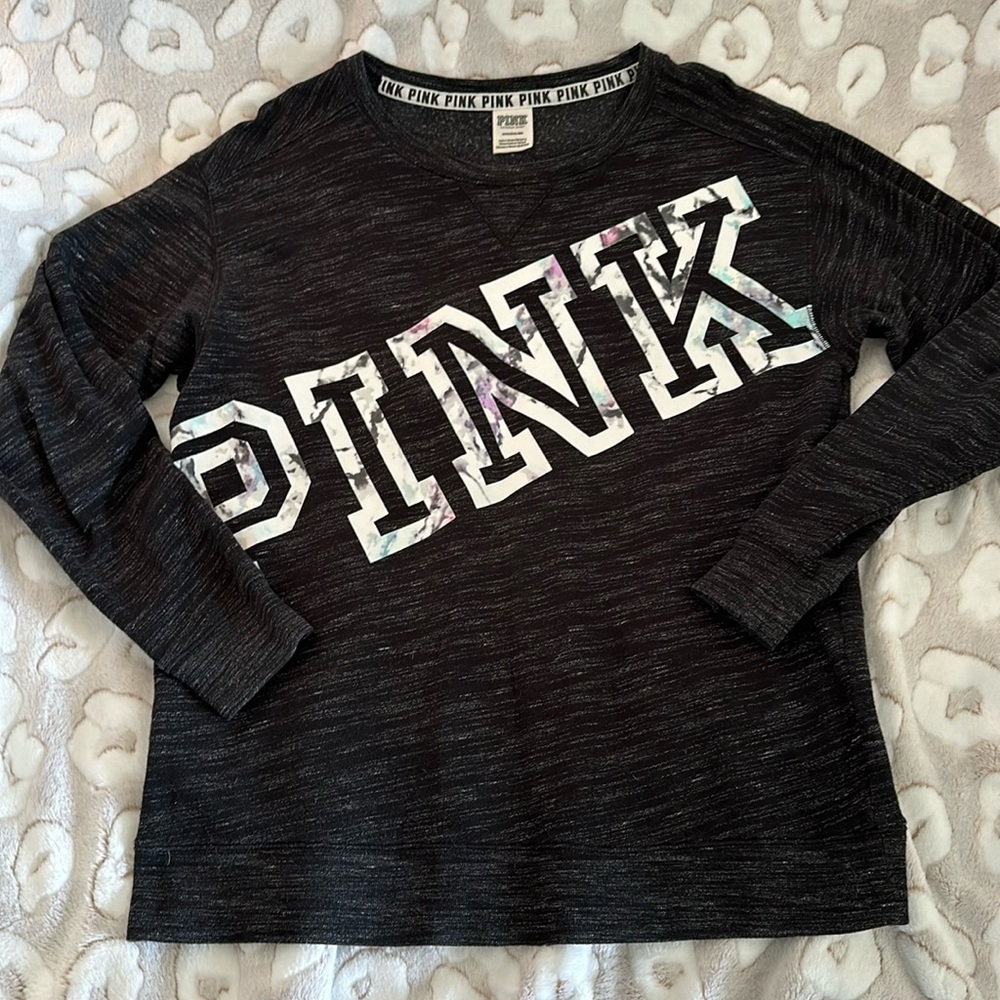 Pink Victoria’s Secret sweatshirt size small charcoal color
